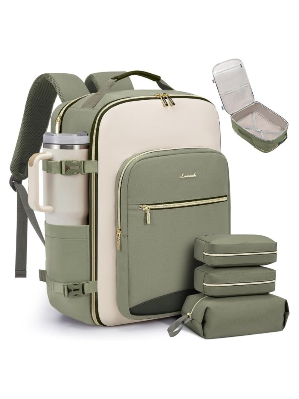 40L Carry On Travel Backpack with Packing Cubes, Fits 17" Laptop